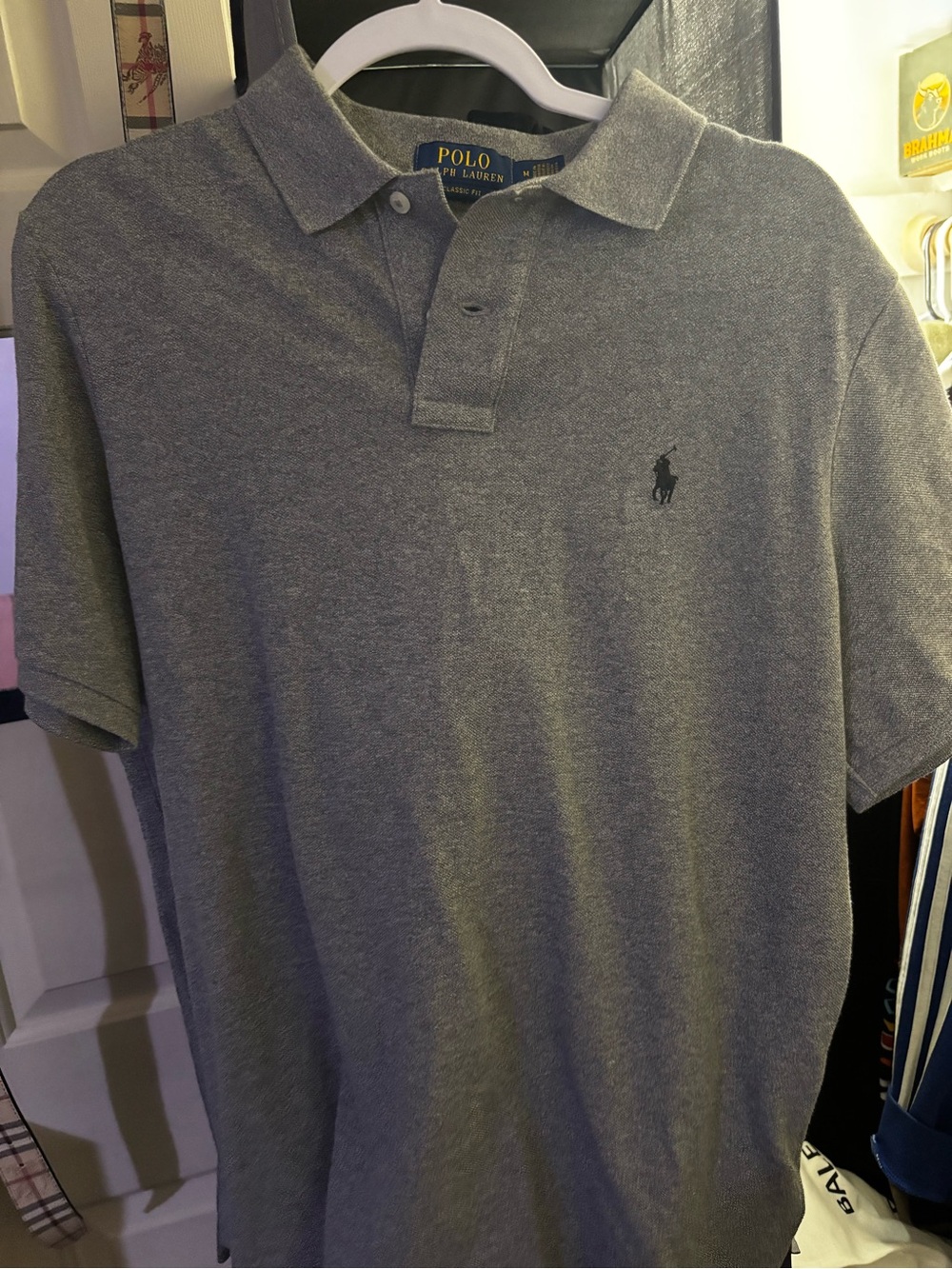 Ralph Lauren Men's Grey Polo Shirt with Embroidered Logo